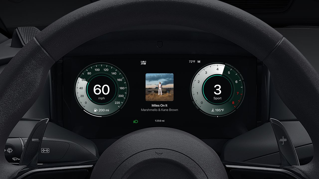 A car interior showing Apple CarPlay Ultra