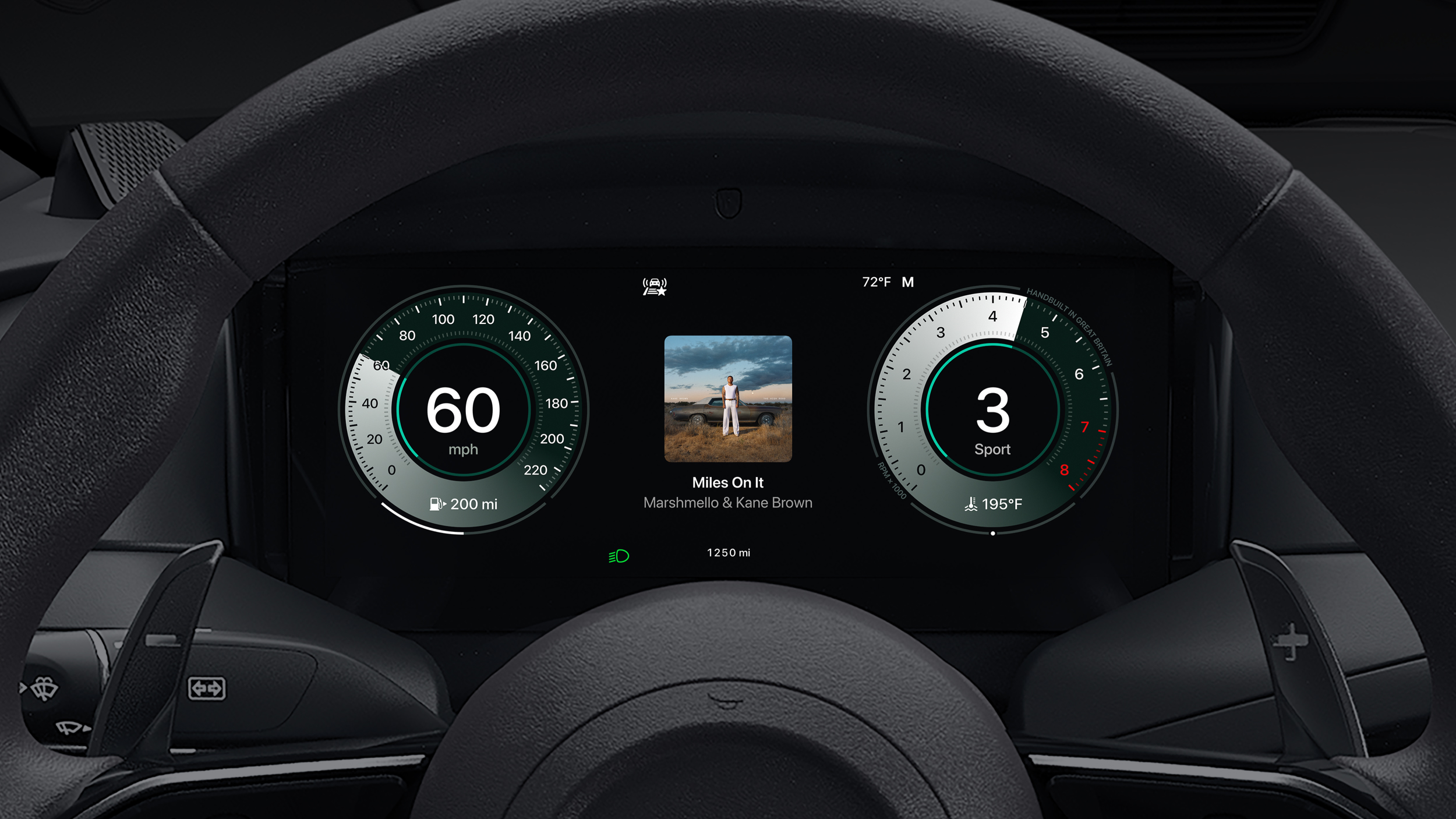 A car interior showing Apple CarPlay Ultra