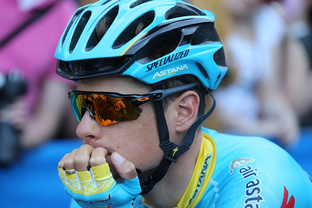 Jakob Fuglsang (Astana) awaits the start of stage 2