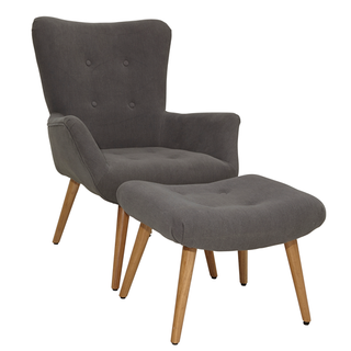 Grey armchair with footstool
