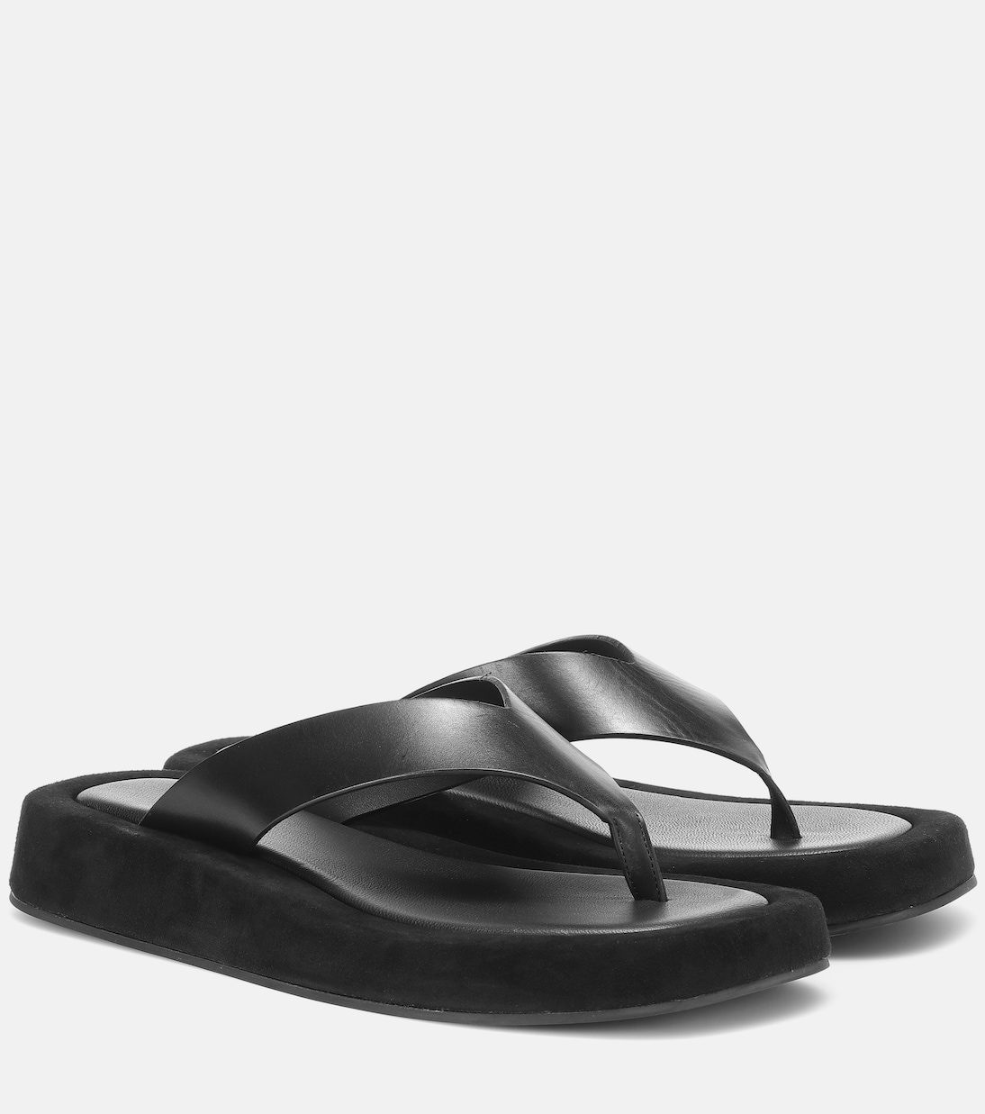 Ginza Leather and Suede Sandals in Black - the Row