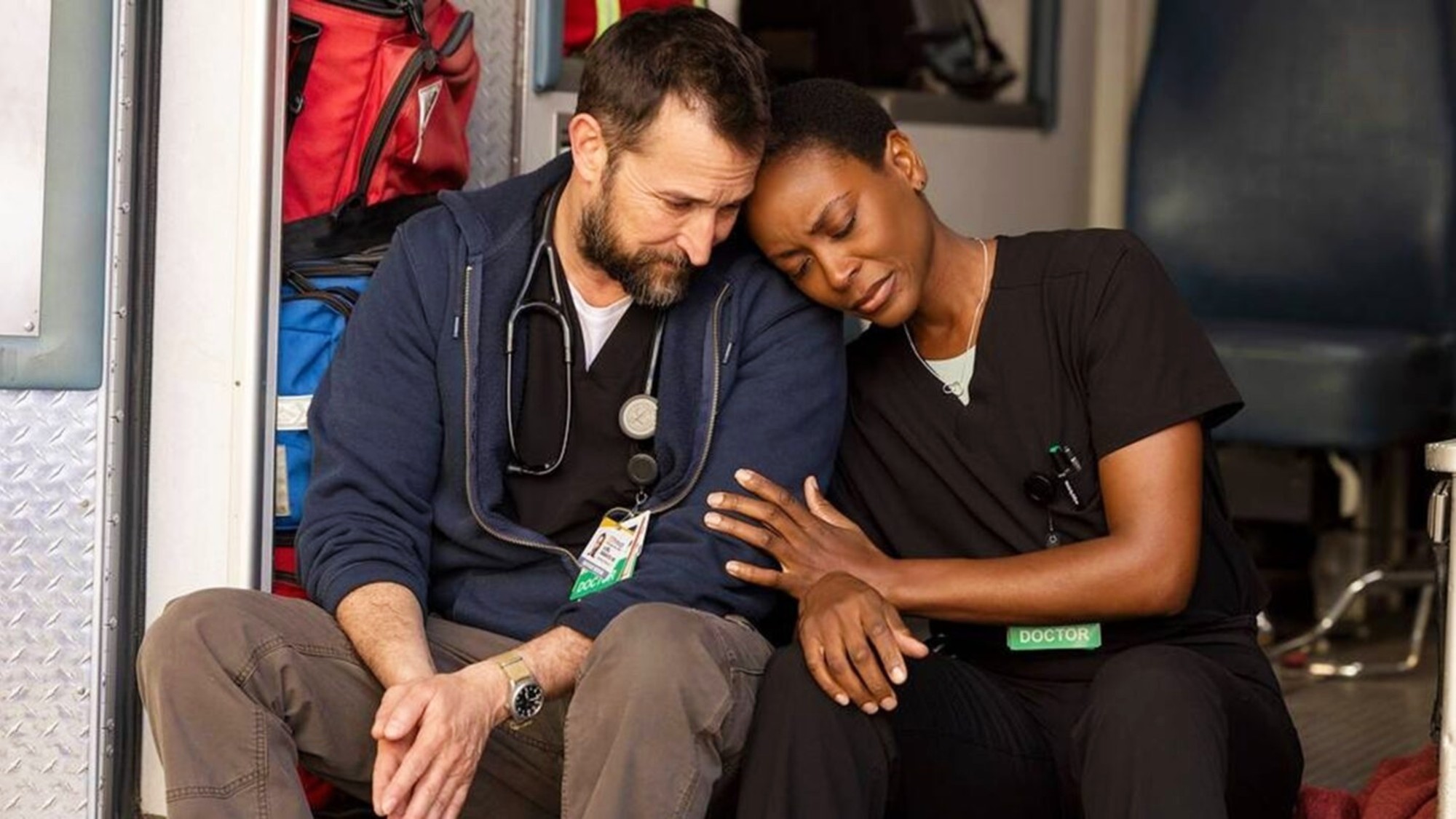 Noah Wyle and Tracy Ifeachor in The Pitt season 1