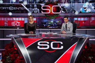 Studio X: Victoria Arlen and Arda Ocal on the SportsCenter set.