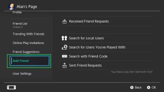 How to add friends on Nintendo Switch - add friend