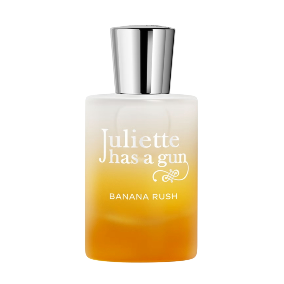 A product shot of the Juliette Has a Gun Banana Rush Eau de Parfum, on a white background