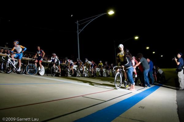 The starting field for the Men's Miss-and-Out requires two rows.