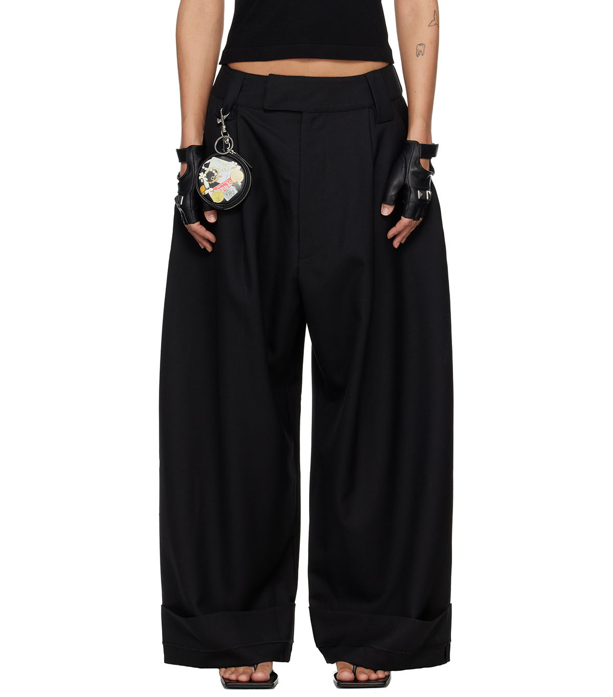 VAQUERA, Black Wide-Leg Baby Trousers