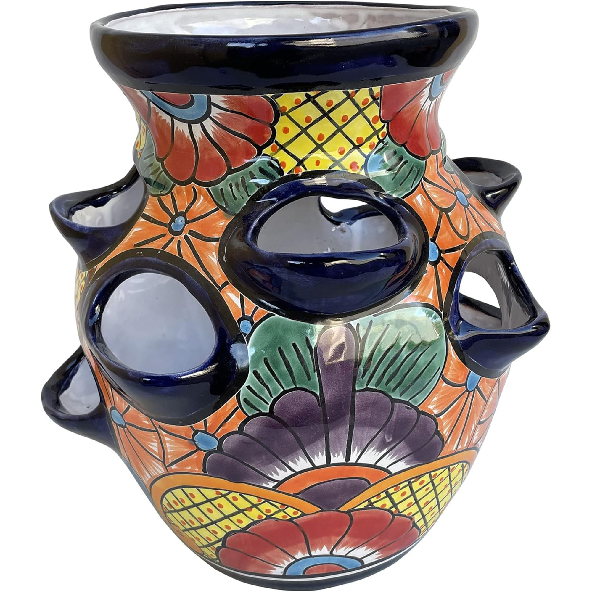 Fine Crafts Imports TalaMex Palmillas Indoors/Outdoors Mexican Colors Talavera Strawberry Pot Planter