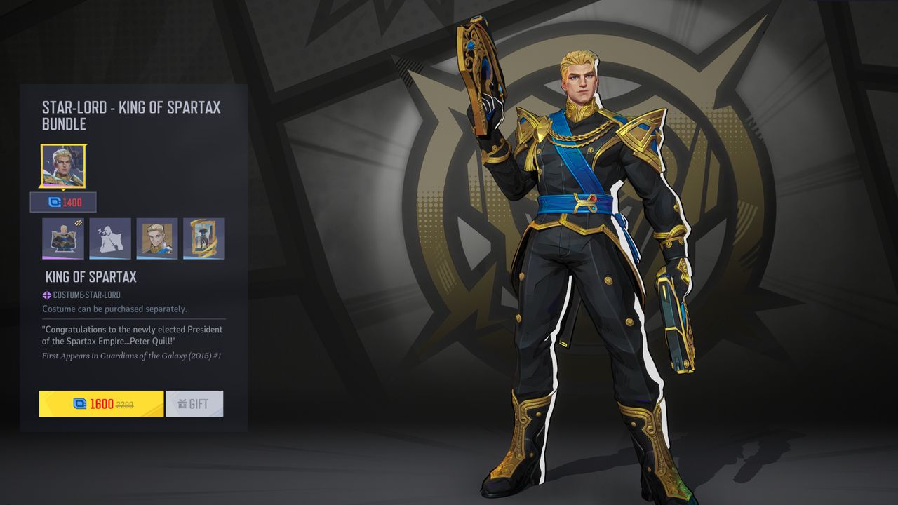 Marvel Rivals Season 2 skins - Star-Lord's King of Spartax costume.