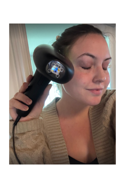 Sophia Vilensky, a 'Marie Claire' tester, tests the Sik'n 7 laser hair removal device.