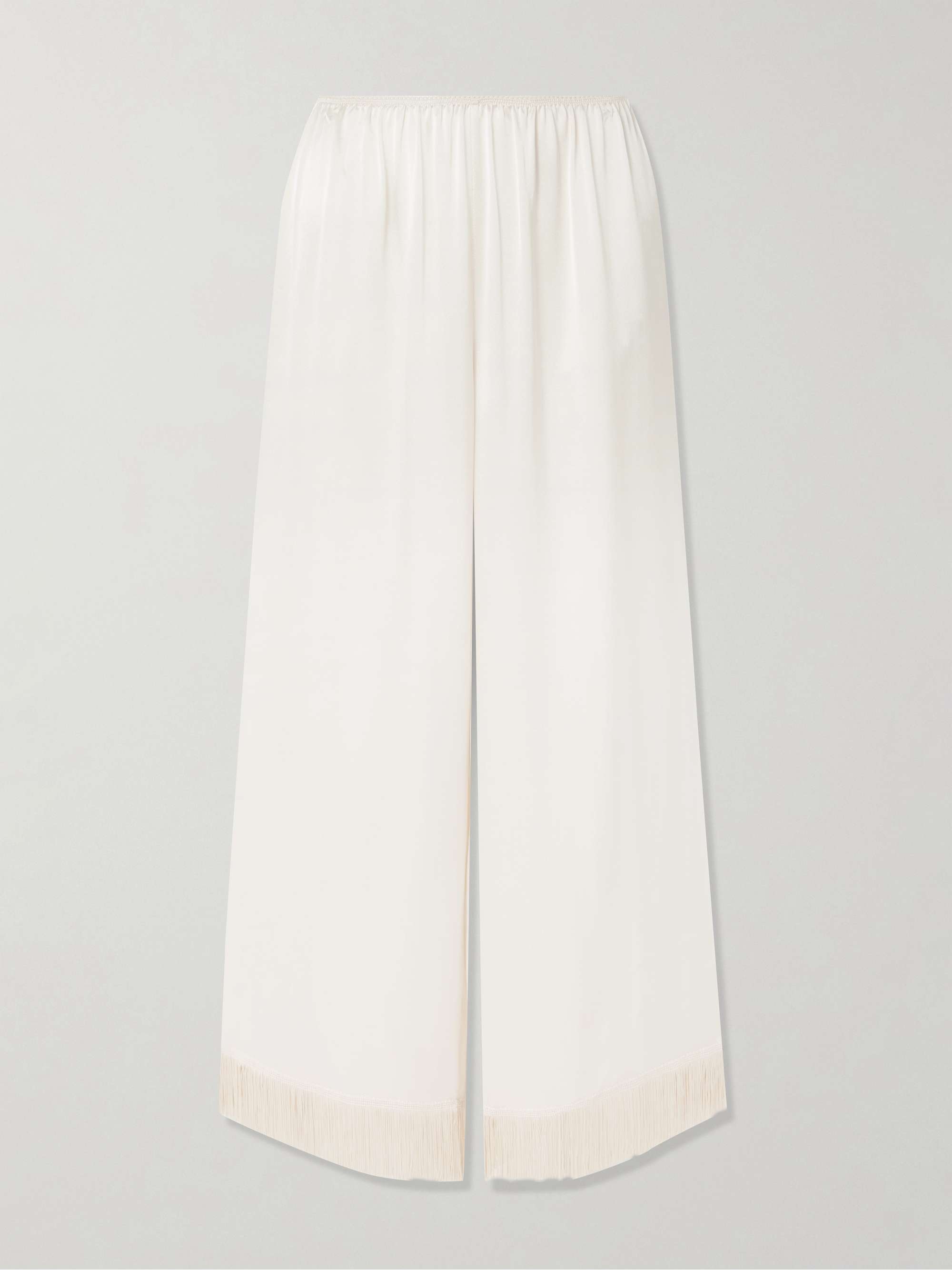 Lavon Fringed Silk Wide-Leg Pants