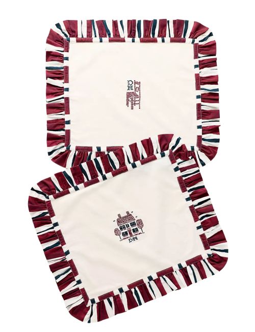 Damson Madder Ruffle Placemats, Set of 2
