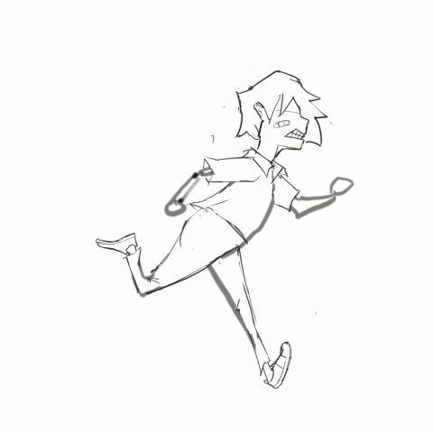A hand drawn animation of a boy running