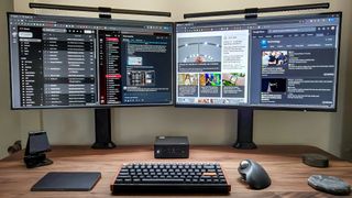 Two Chrome windows with Split Tabs side by side on a dual-monitor setup