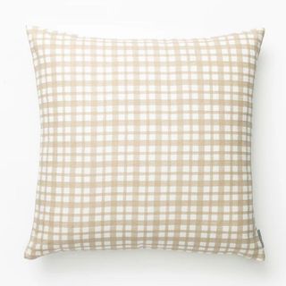 neutral square gingham cushion