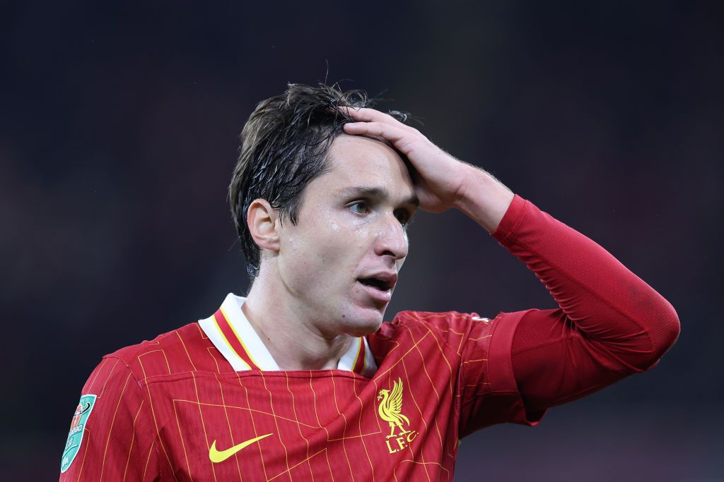 Federico Chiesa of Liverpool during the Carabao Cup Third Round match between Liverpool and West Ham United at Anfield on September 25, 2024 in Liverpool, England.