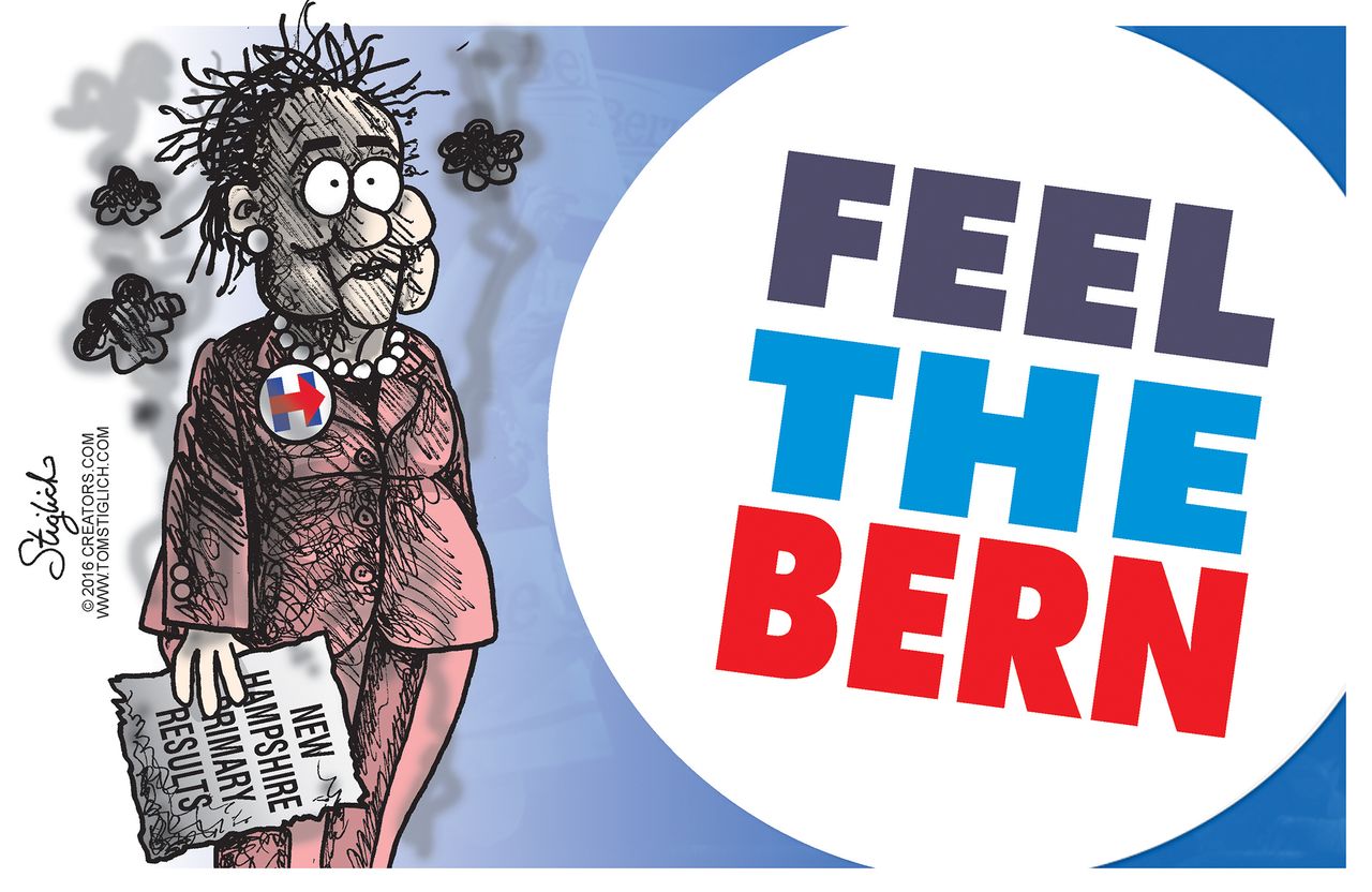 Political Cartoon U.S. Hillary Bernie