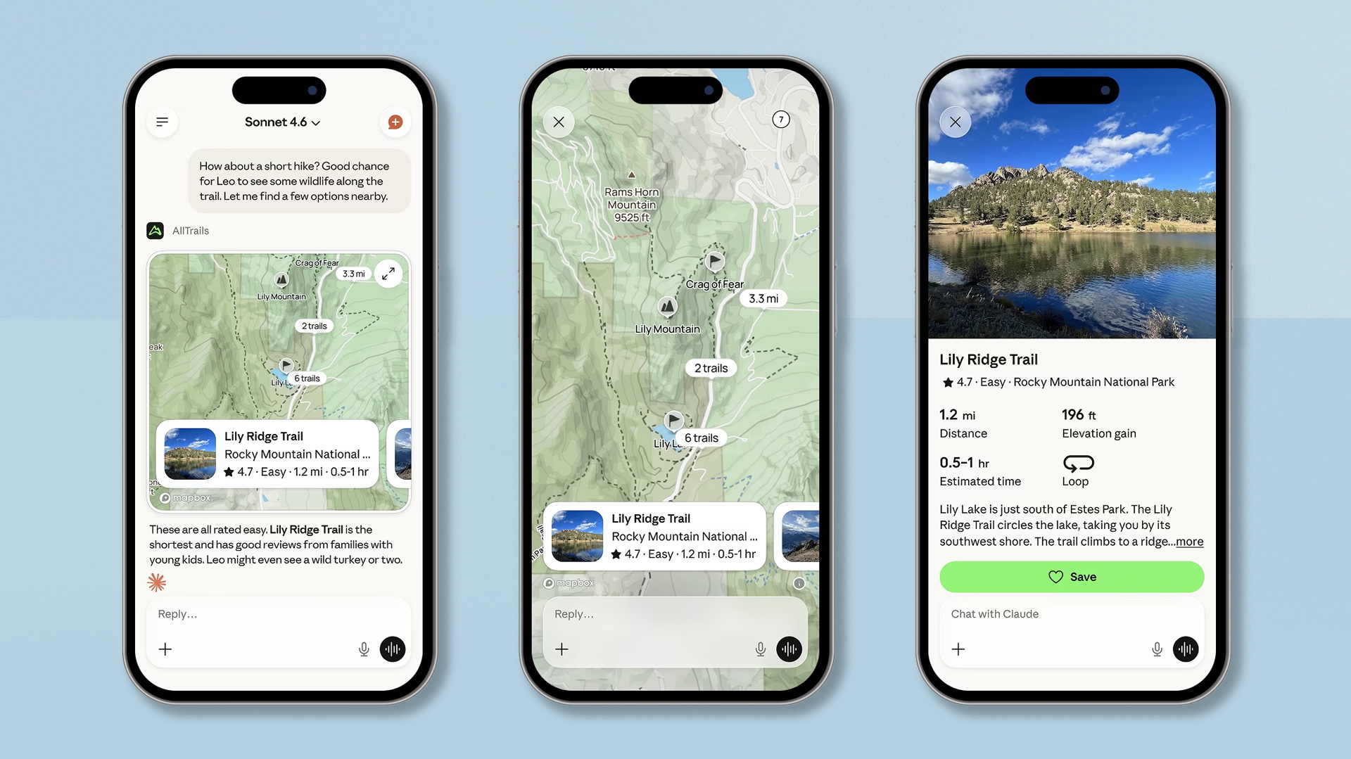 AllTrails in Claude screenshots