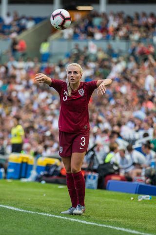 England's Alex Greenwood keeping her eye on the ball