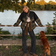 Lucy wearing tartan jacket