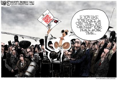 Obama cartoon U.S. Iran nuclear deal