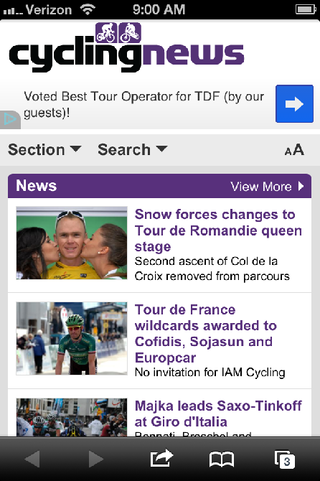 Cyclingnews mobile site