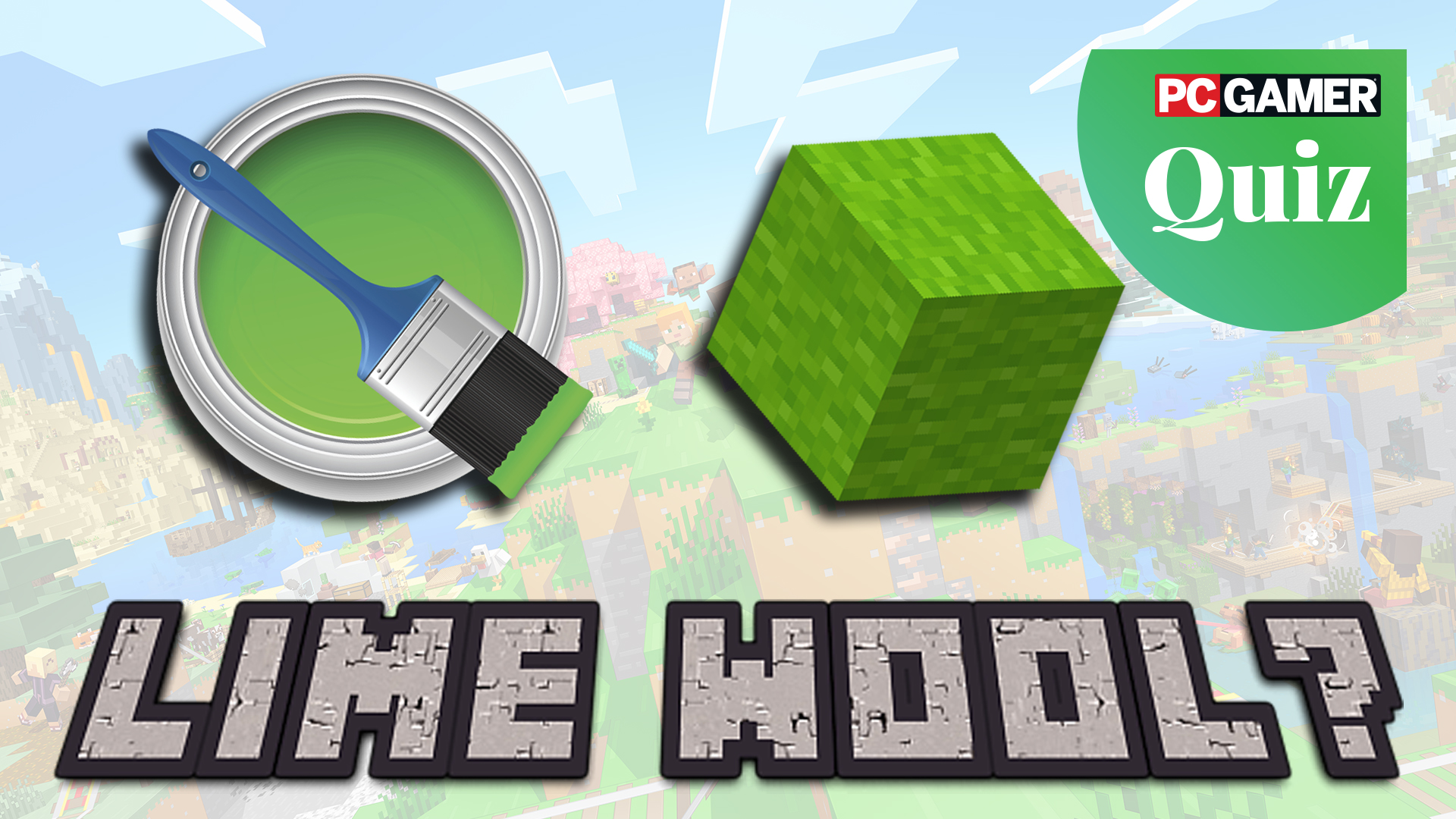 A lime colored Minecraft block and lime colored paint