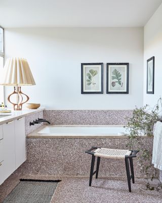 Small bathroom with terrazzo flooring