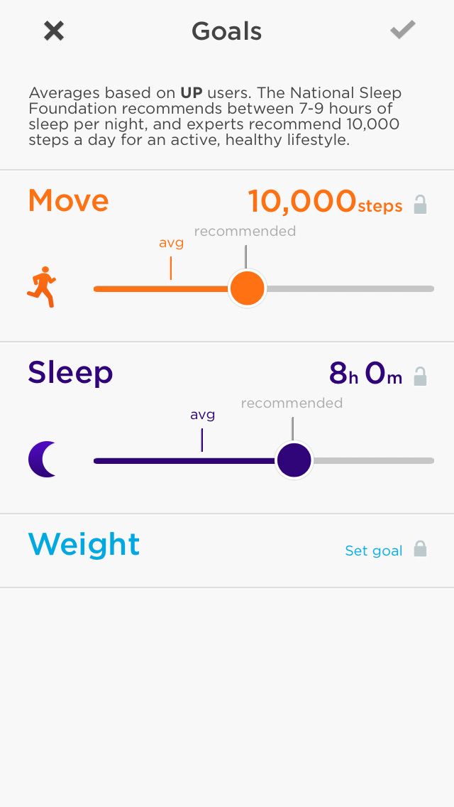 UP app fitness goals