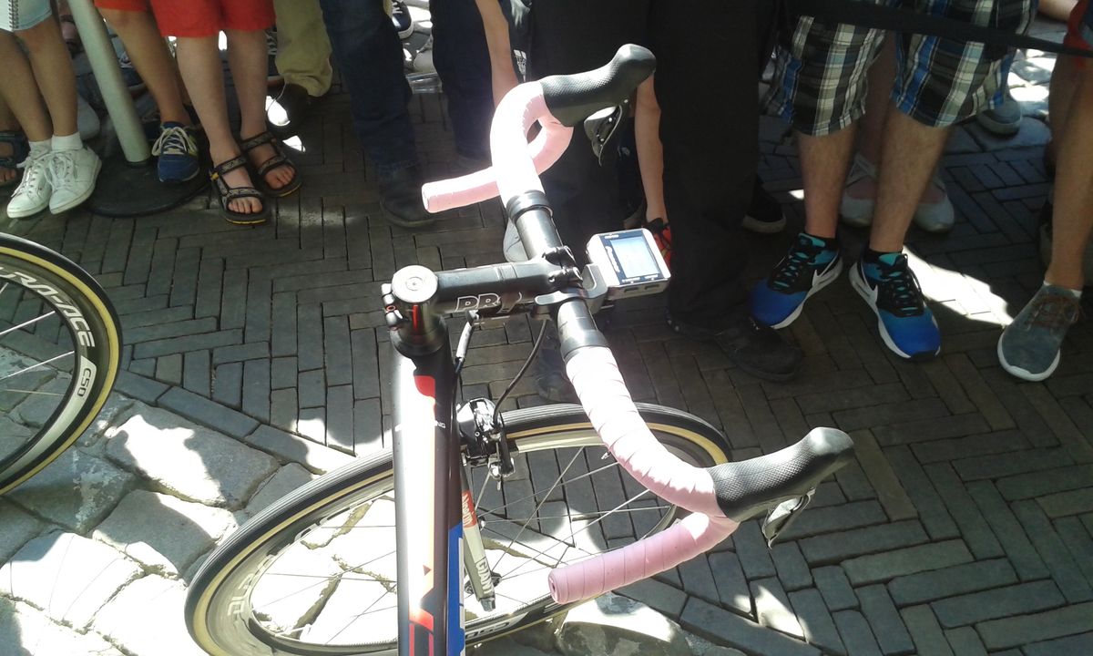 Dumoulin's pink-themed bike