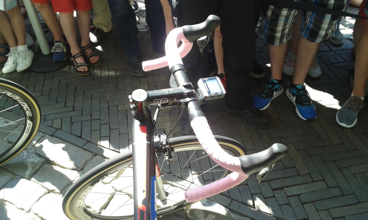 Dumoulin's pink-themed bike