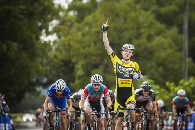 Jesse Kerrison (Budget Forklifts) celebrates victory