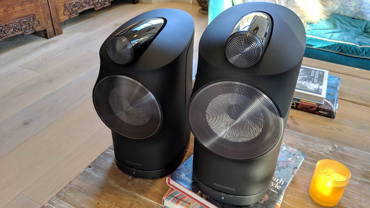 B&amp;W Formation Duo speakers, black, on table
