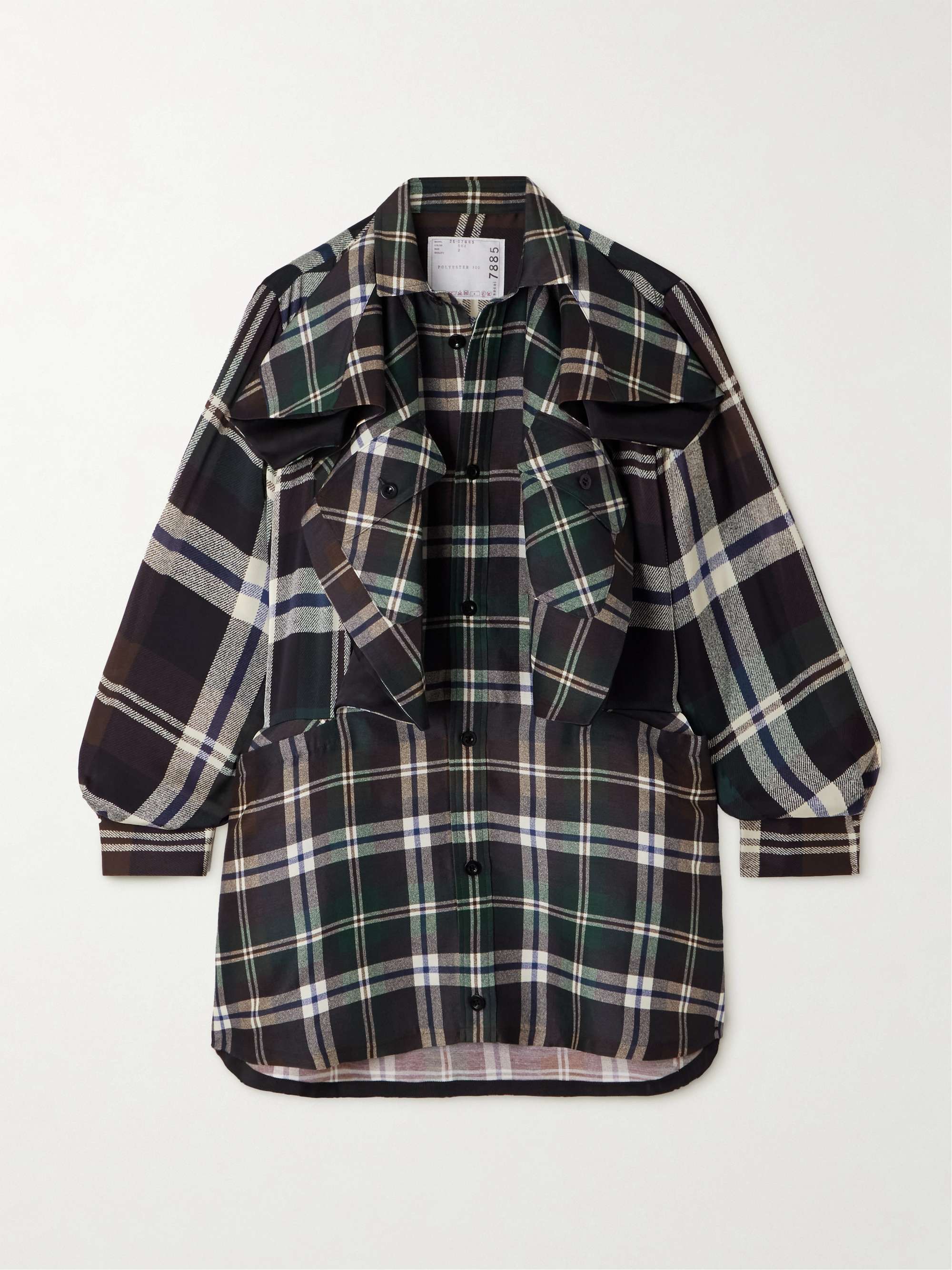 Ruffled Checked Woven Mini Shirt Dress