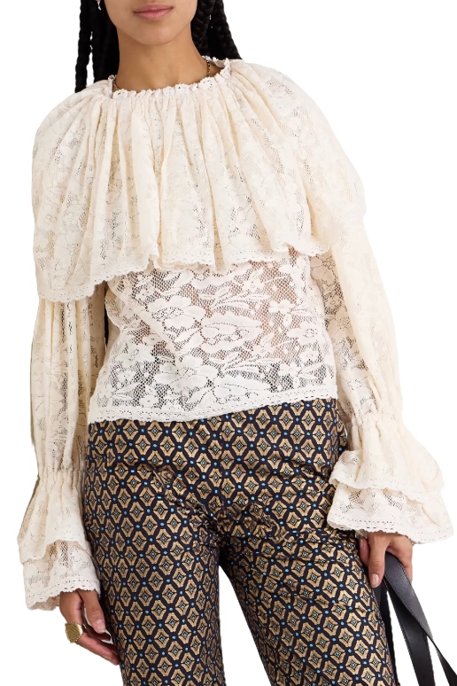 Eloise Ruffled Cotton-Lace Blouse