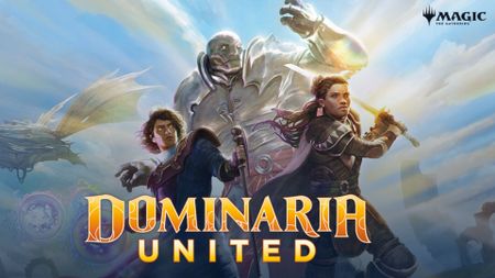 Dominaria United cover art and logo
