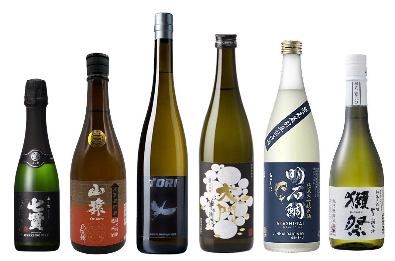 Six bottles of sake