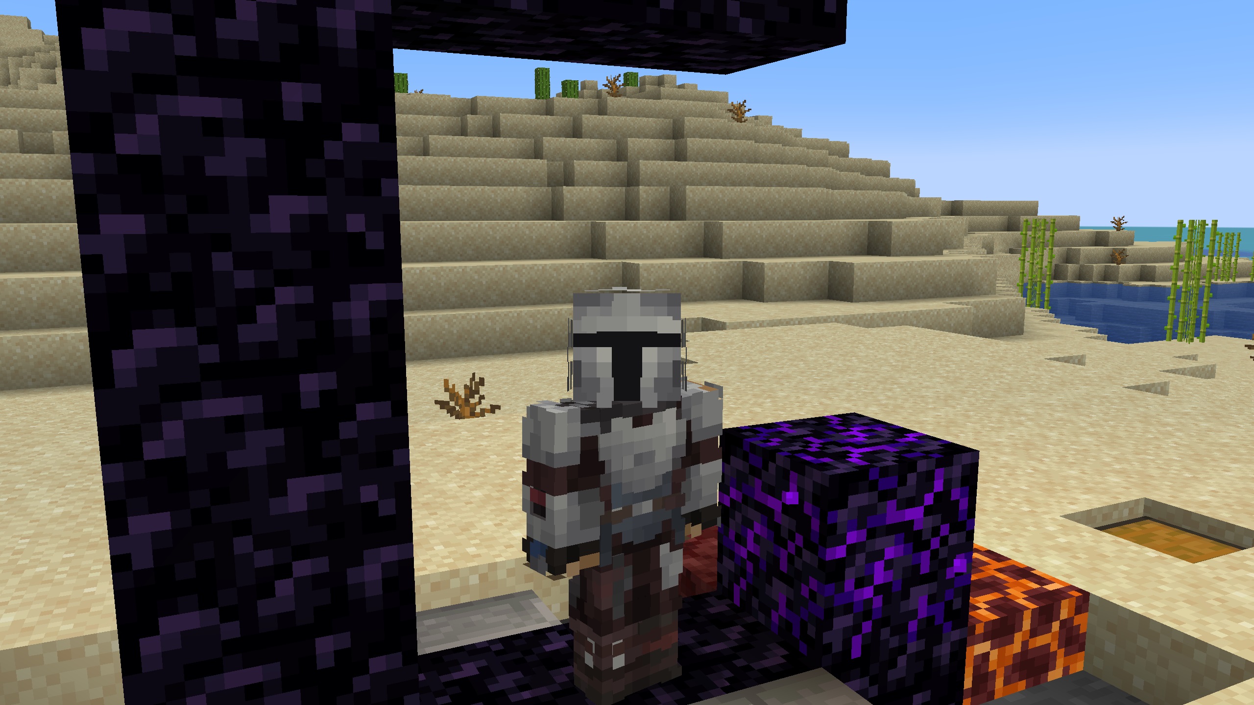 Minecraft skin - The Mandolorian with his grey helmet and armor