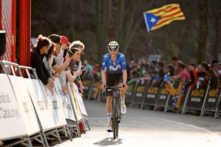 QUERALT SPAIN MARCH 23 Enric Mas of Spain and Movistar Team crosses the finish line during the 103rd Volta Ciclista a Catalunya 2024 Stage 6 a 1547km stage from Berga to Queralt 1119m UCIWT on March 23 2024 in Queralt Spain Photo by David RamosGetty Images
