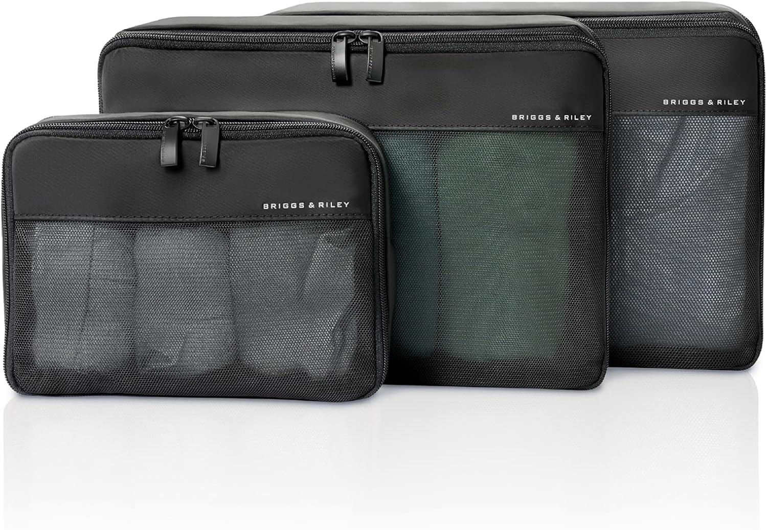 Briggs &amp;amp; Riley Carry on Compression Packing Cube Set - Bag Organizer for Suitcase &amp;amp; Luggage, Travel Essentials for Women &amp;amp; Men, Pack Accessories for Vacation, Maximize Storage Space - 3-Piece, Black