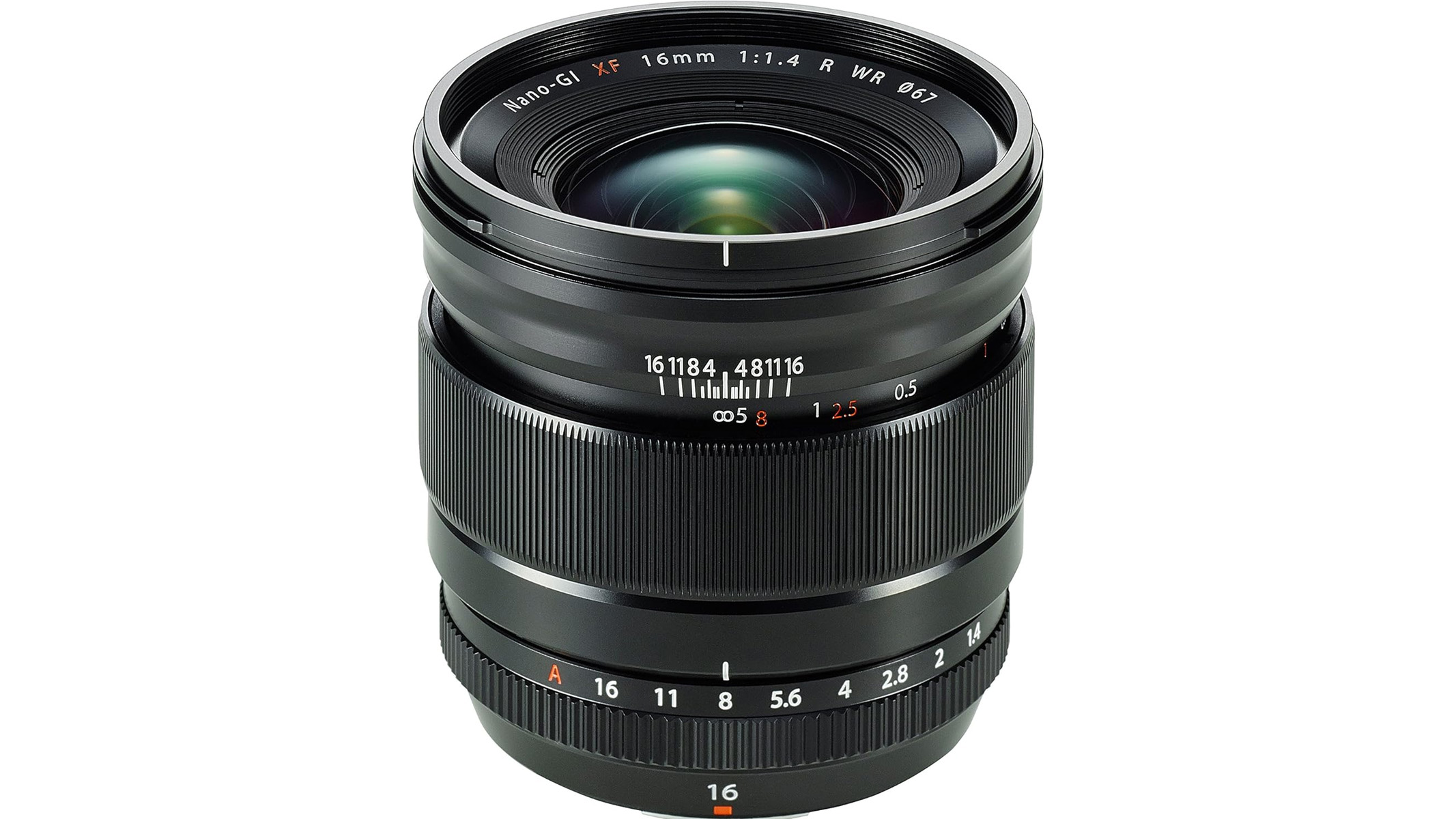 Fujifilm XF16mm F1.4 R WR on a white background