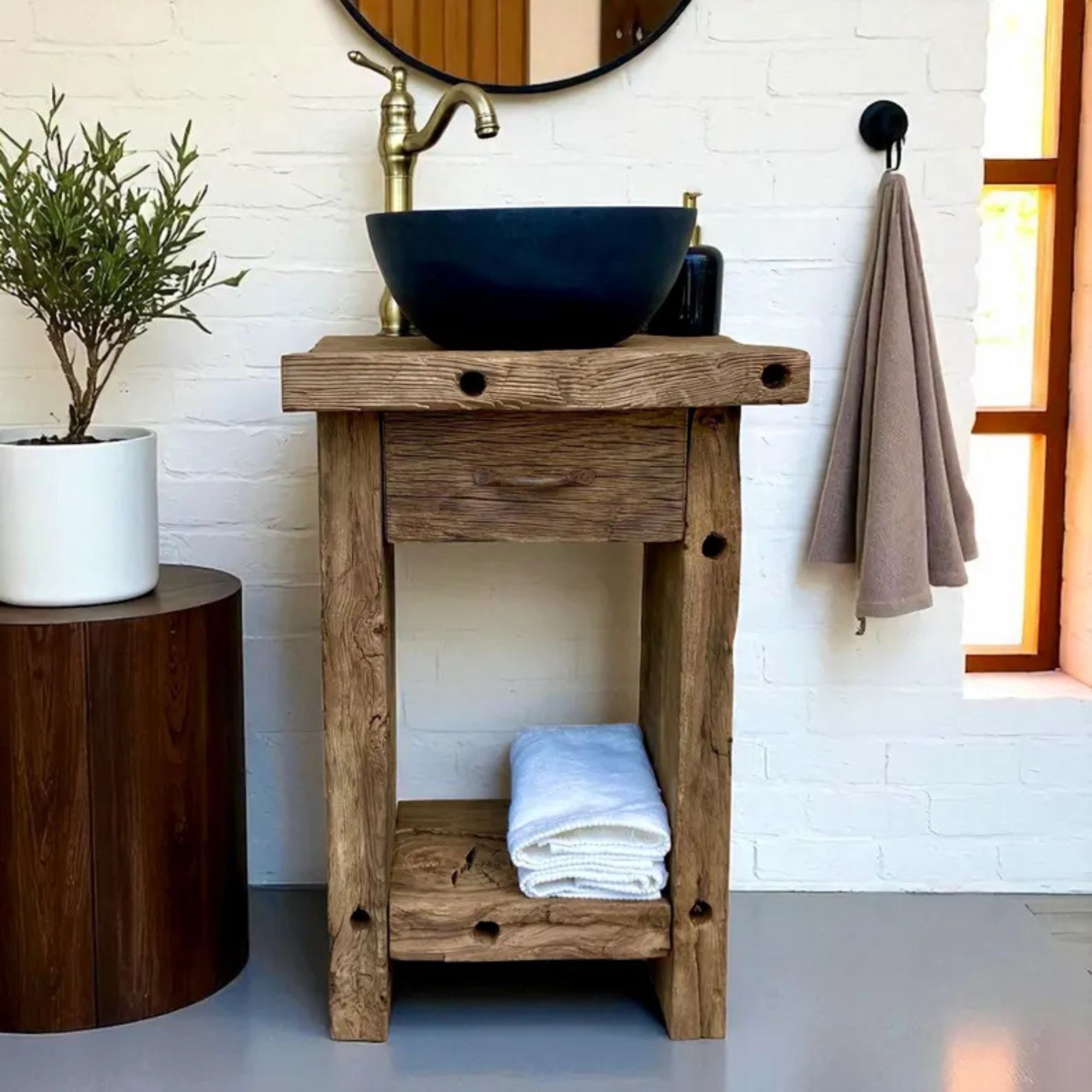 Rustic Oak Bathroom Vanity