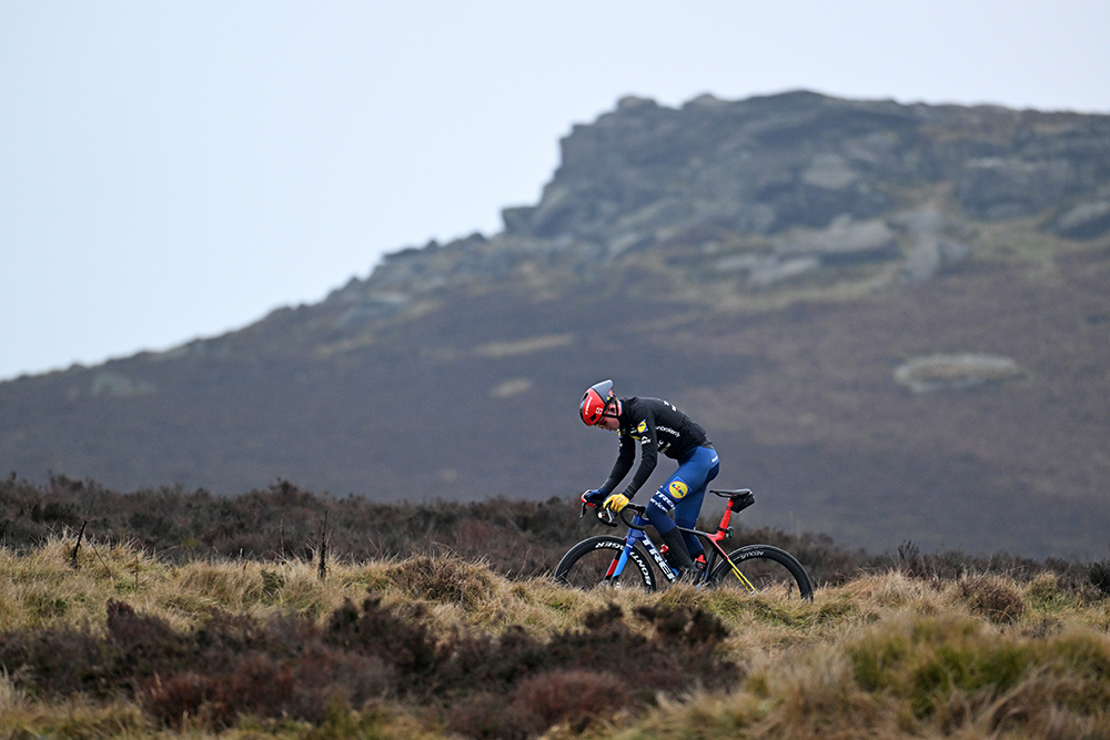 Harry Hudson riding through Peak District