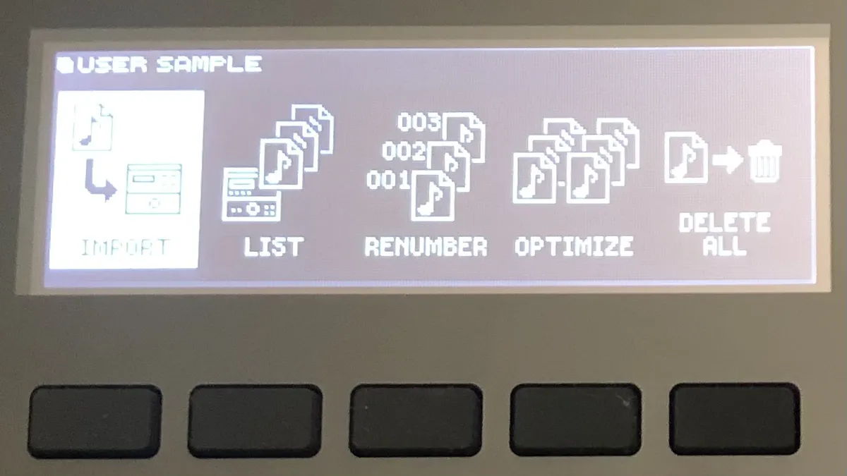 Adding user samples in a drum module
