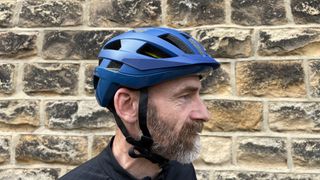 Cannondale Junction gravel helmet being worn by a man with beard