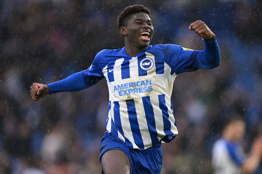 Carlos Baleba after scoring for Brighton against Nottingham Forest