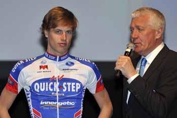 Patrik Lefevere and Marc De Maar at the Quick Step presentation.