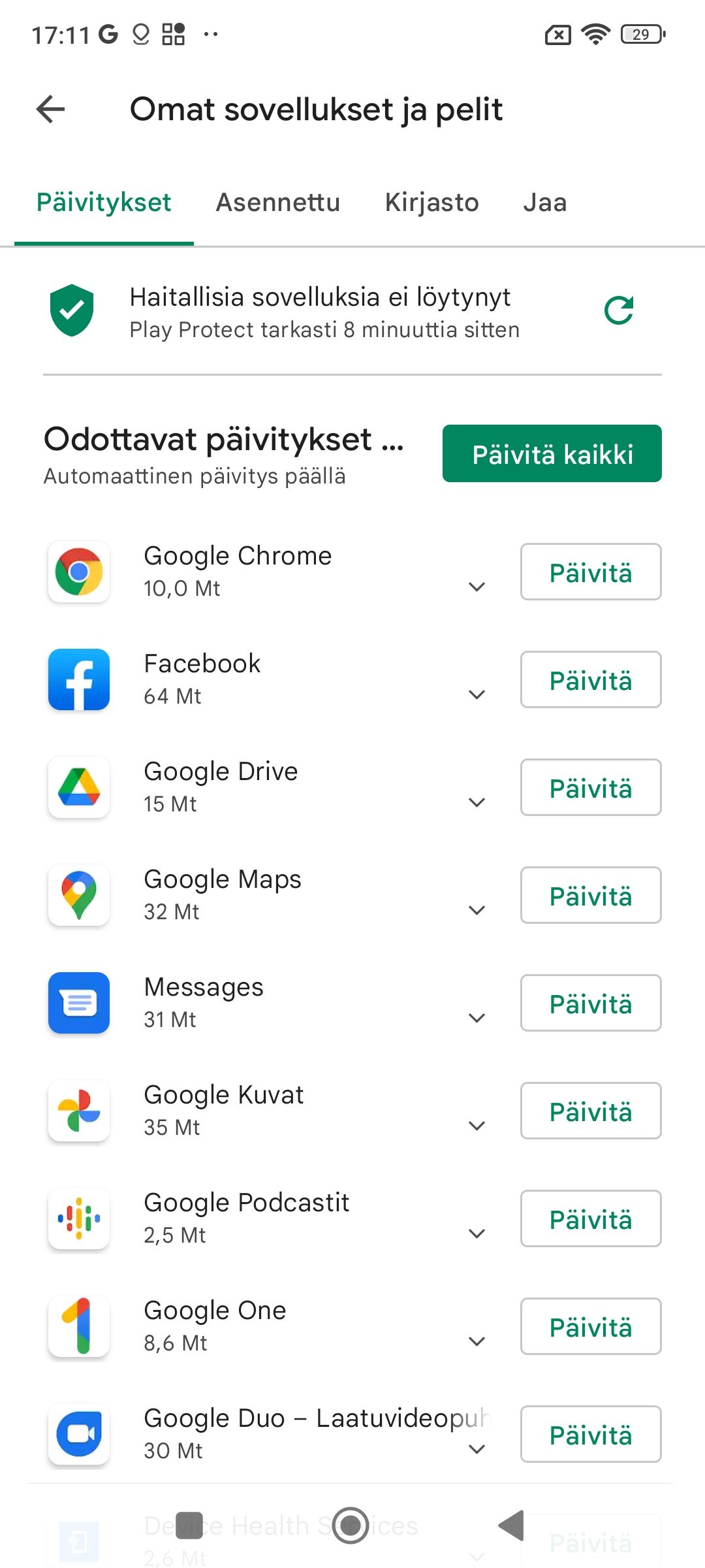 Android-sovelluksen p&auml;ivitt&auml;minen 5