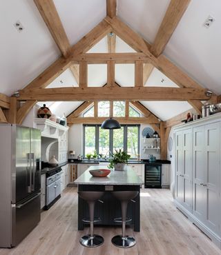 Kitchen interior in oak home