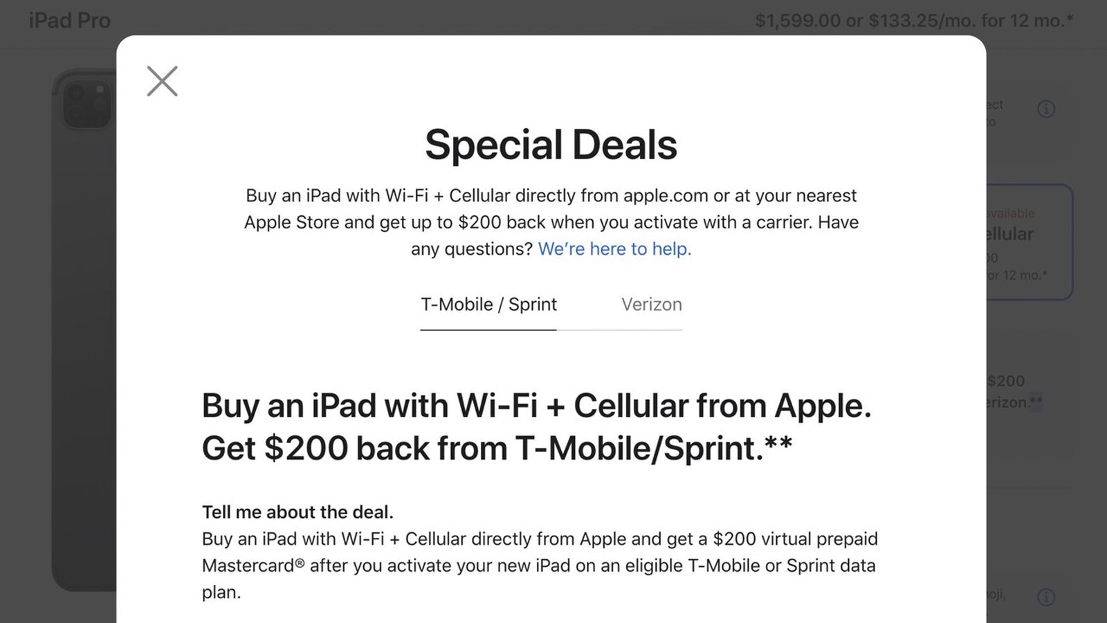 Removed Ipad Rebate Screenshot